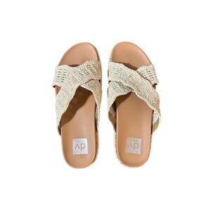 NWT DV Dolce Vita Womens 8.5 Tan Open Toe Platform Espadrille Woven Sandals Boho